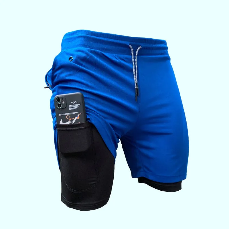 2 in 1 Training Shorts for Men double layer gym shorts