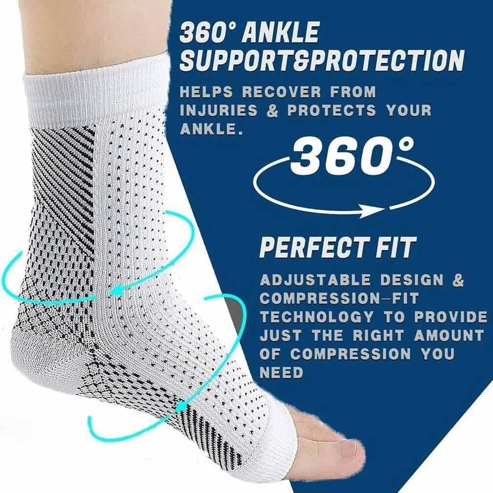 2Pairs Compression Socks, Ankle Arch Support Socks, Soothesocks for Neuropathy Pain, Compression Foot Sleeves, Suitable for Men & Women Sports (L/XL) L/XL