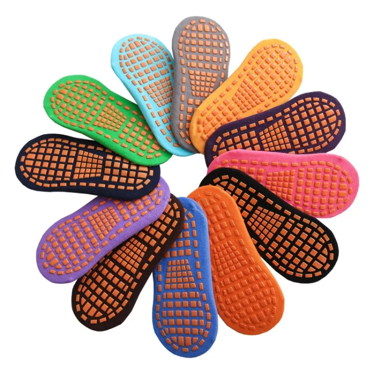 4pairs Trampoline Socks Dotted Rubber Non-slip Floor Socks Yoga Socks, Size:  1-5 Years Old(Grass -green)