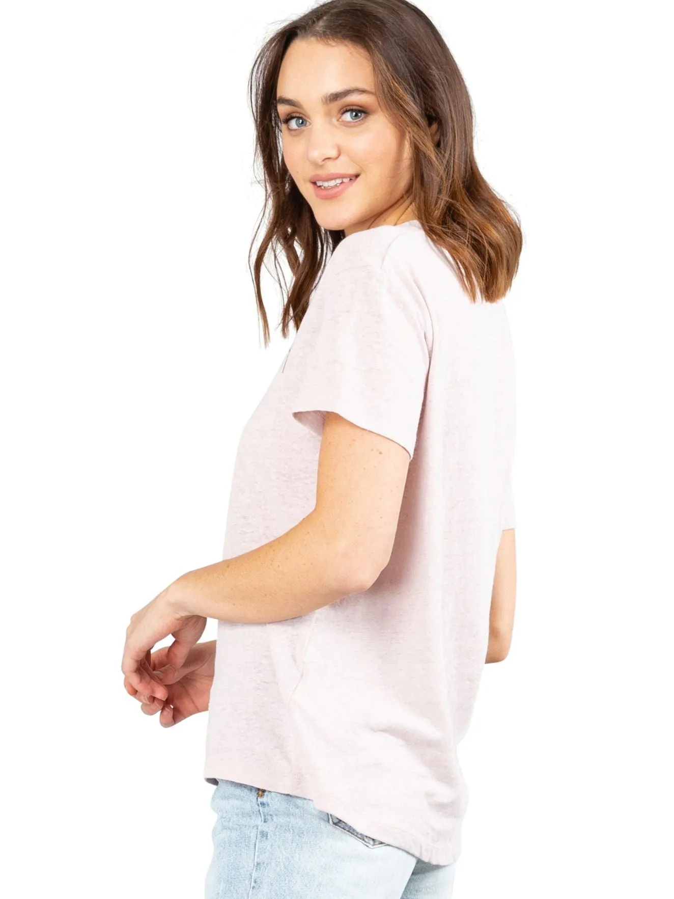 Abbie Vee Neck Short Sleeve Tee - Hushed Violet