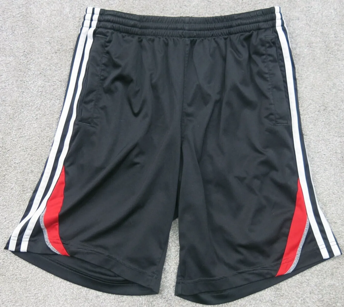 Adidas Basketball Shorts Boys Medium Black Red Activewear Athletic Sports Shorts