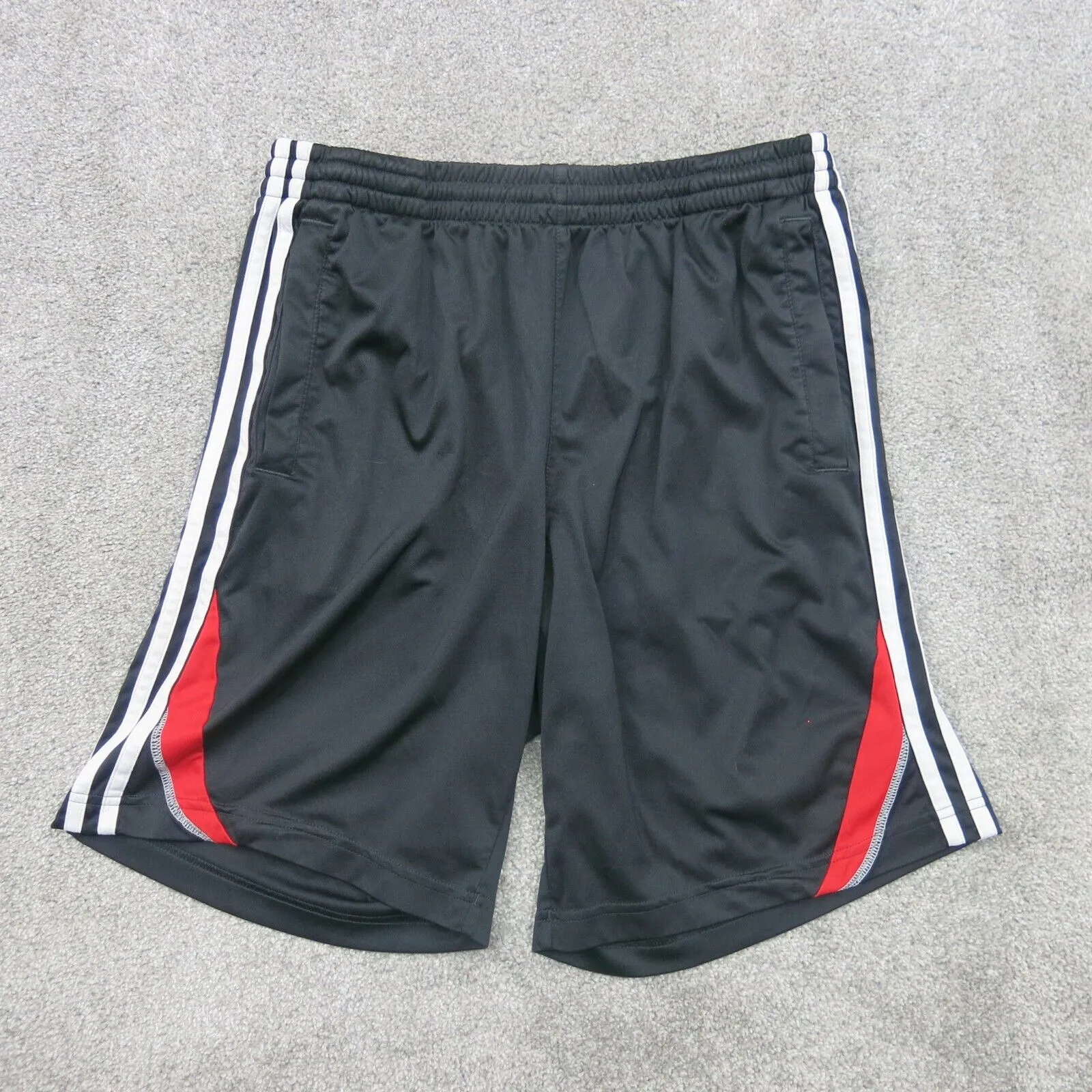 Adidas Basketball Shorts Boys Medium Black Red Activewear Athletic Sports Shorts