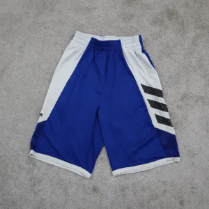 Adidas Boys Activewear Sports Basketball Shorts Elastic Waist Blue White Size S