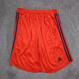 adidas Boys Athletic Shorts Orange Size Large 3 Stripe Elastic Basketball Logo