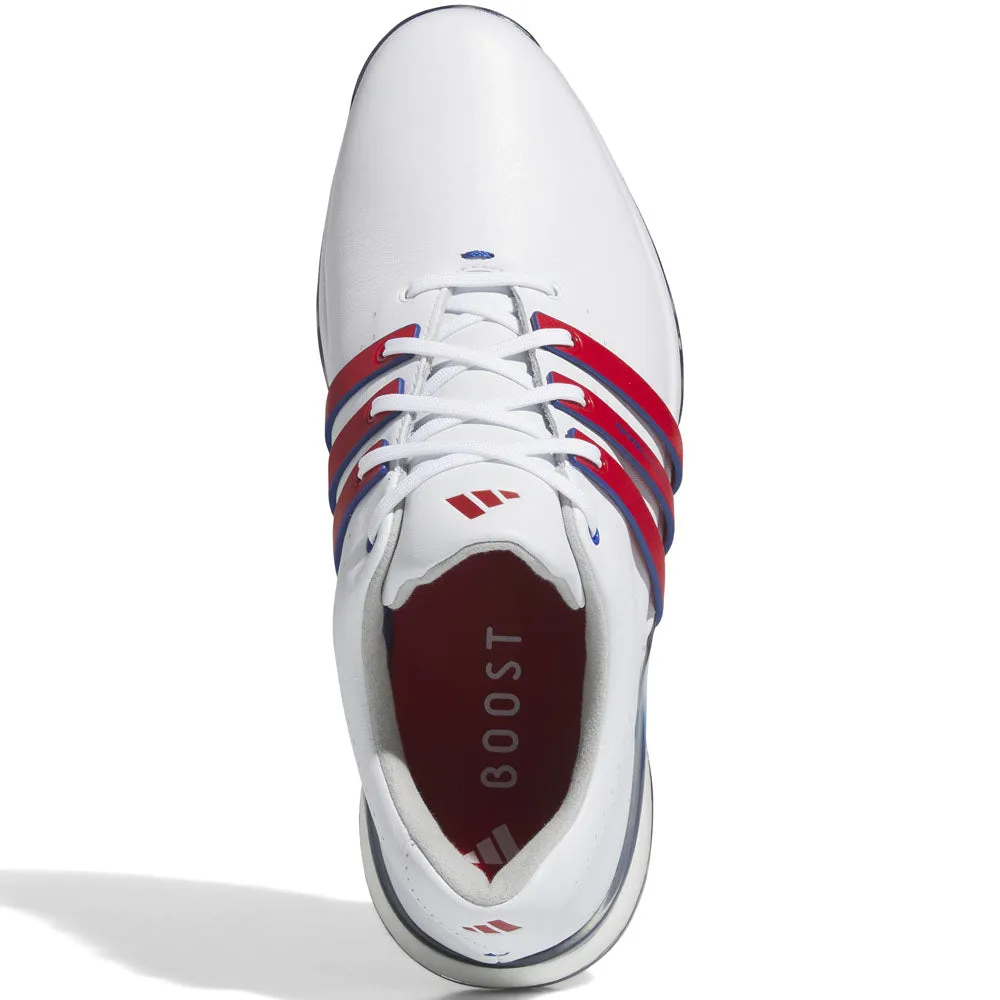 adidas Tour360 24 Spiked Waterproof Shoes - Ftwr White/Better Scarlet/Team Royal Blue