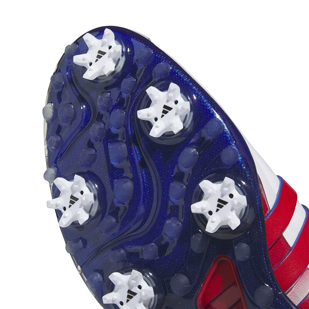 adidas Tour360 24 Spiked Waterproof Shoes - Ftwr White/Better Scarlet/Team Royal Blue