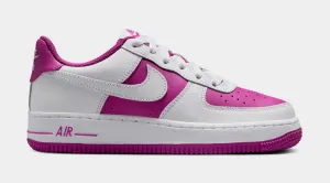 Air Force 1 Low Hot Fuchsia Grade School Basketball Shoes (White/Hot Fuchsia)