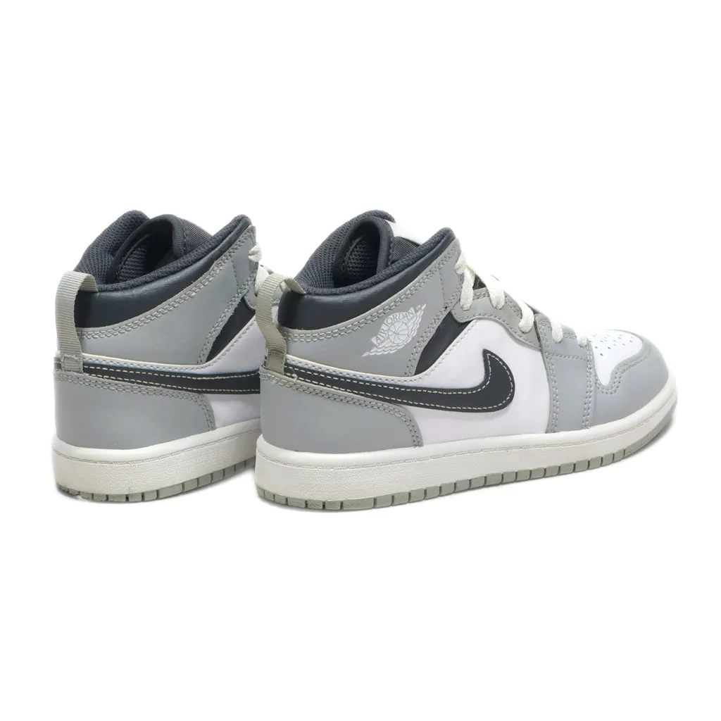 Air Jordan Air Jordan 1 Sneakers Leather Grey Colour For Kids