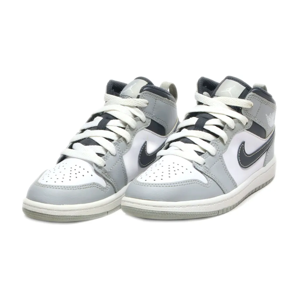 Air Jordan Air Jordan 1 Sneakers Leather Grey Colour For Kids