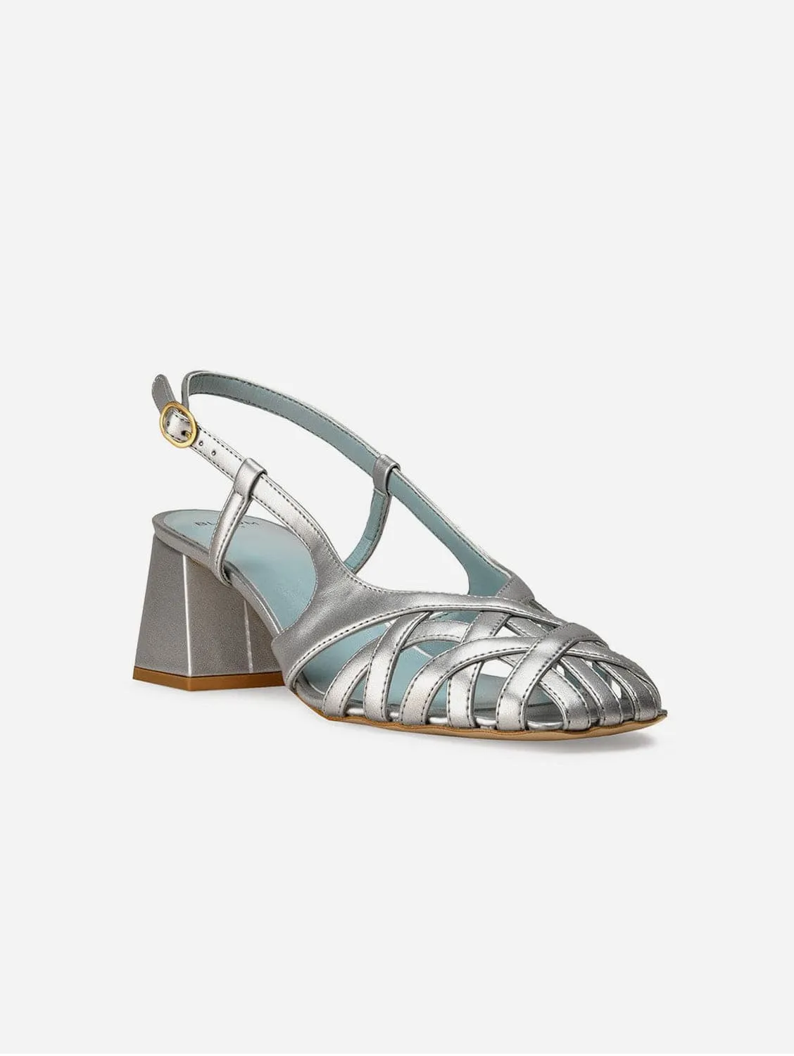 Alba Vegan Apple Leather Heeled Sandals | Silver