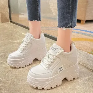 Amozae-Trendy  Spring Autumn Women's Casual Sports Shoes Thick Base Old Man Style Korean Version Versatile Internal Height 9cm