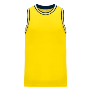 Athletic Knit (AK) B1710A-255 Adult Michigan Wolverines Maize Pro Basketball Jersey