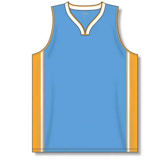 Athletic Knit (AK) B1715A-473 Adult Sky Blue/Gold/White Pro Basketball Jersey