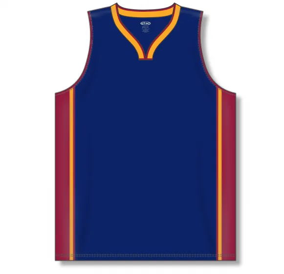 Athletic Knit (AK) B1715A-544 Adult Navy/AV Red/Gold Pro Basketball Jersey