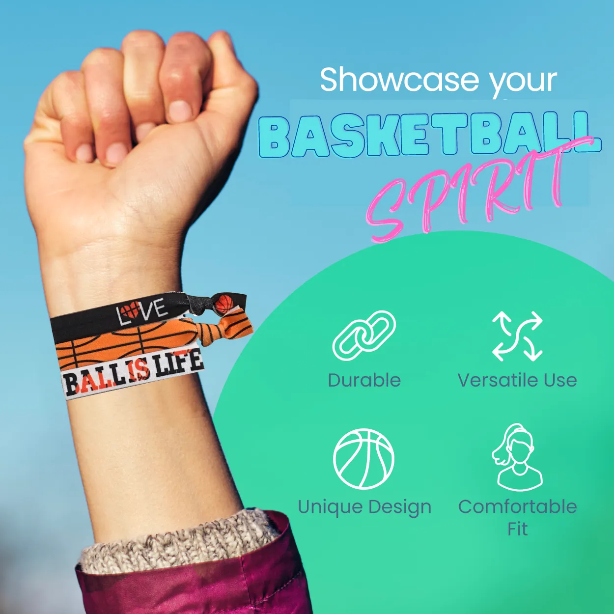 Basketball Hair Ties "Ball Is Life" - Ball Design