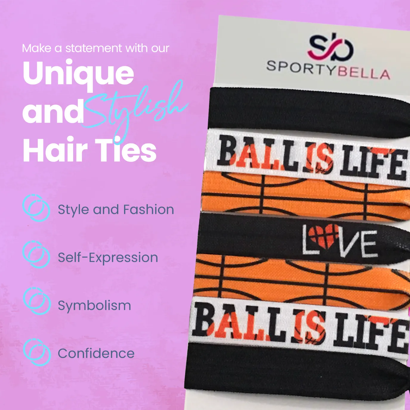 Basketball Hair Ties "Ball Is Life" - Ball Design