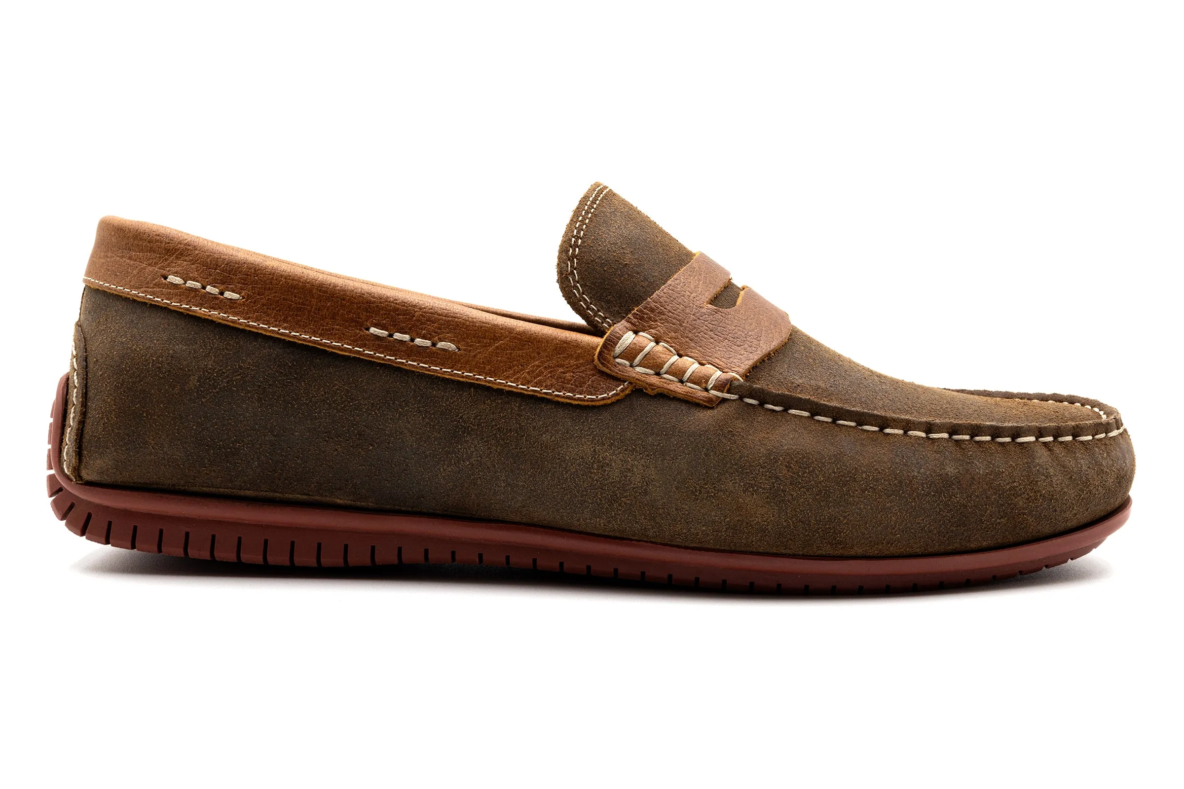 Bermuda Suede Penny Loafers - Vintage Cedar