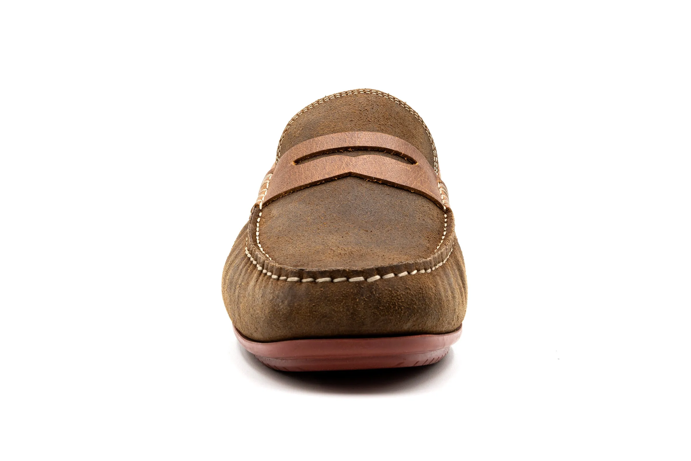 Bermuda Suede Penny Loafers - Vintage Cedar