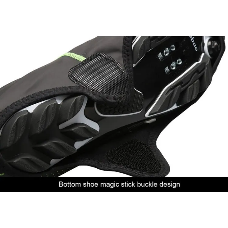 Bicycle Sports Outdoor Cycling Shoe Cover Winter Warm Windproof Waterproof Shoe Cover PU Shoe Cover Cycling Equipment, Size: L(Black Green)