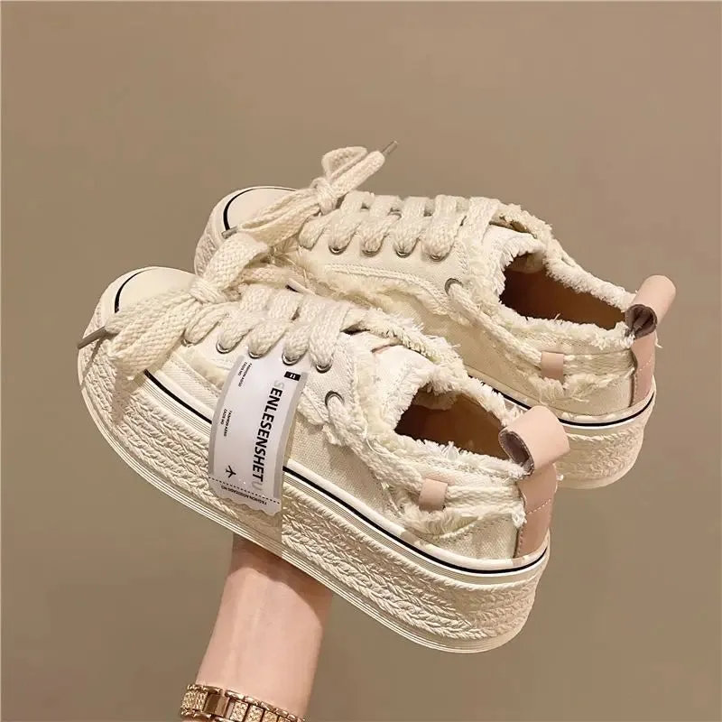 binfenxie Women Casual Canvas Platform Shoes Woman High Top Spring New Fashion Vulcanize Pink Floral Espadrilles Tennis Female Sneakers