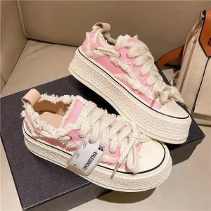 binfenxie Women Casual Canvas Platform Shoes Woman High Top Spring New Fashion Vulcanize Pink Floral Espadrilles Tennis Female Sneakers