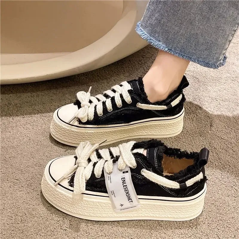 binfenxie Women Casual Canvas Platform Shoes Woman High Top Spring New Fashion Vulcanize Pink Floral Espadrilles Tennis Female Sneakers