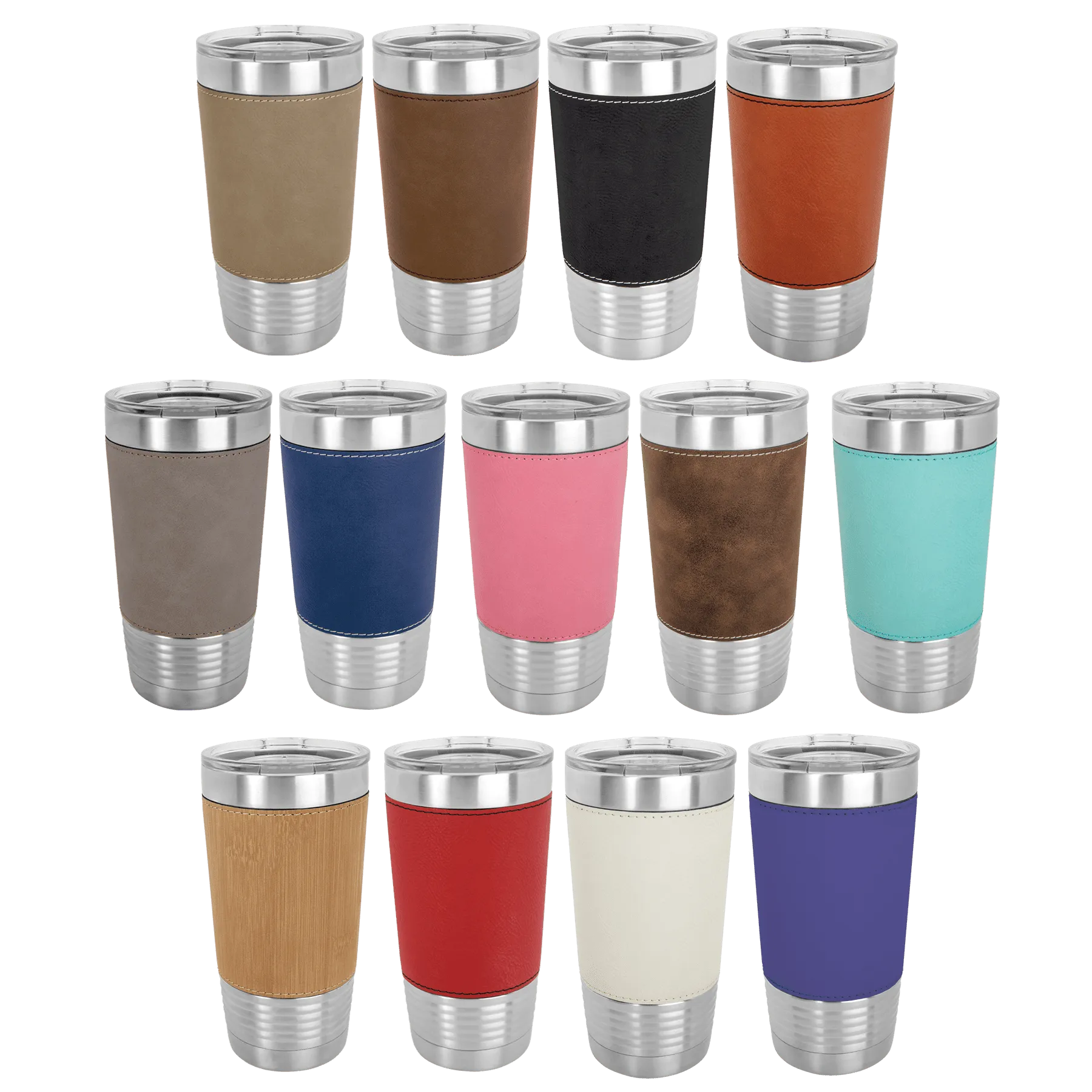 Blank 20 oz Leatherette Tumbler, Insulated Stainless Steel   Lid