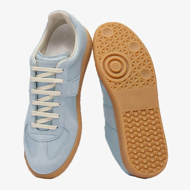 Blue Leather and Suede Sneakers