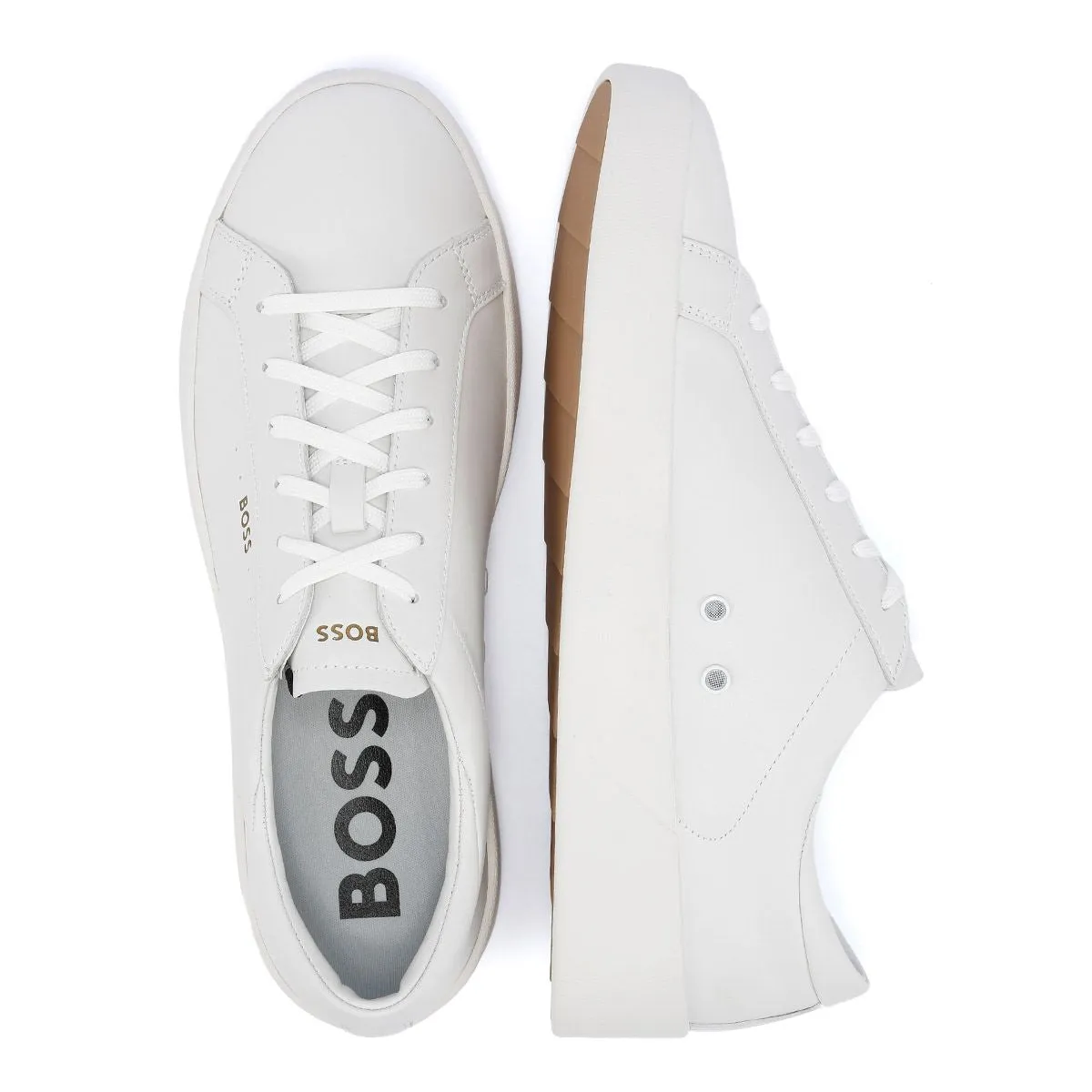 Boss Belwar Tennis Smooth Leather Men's White Trainers