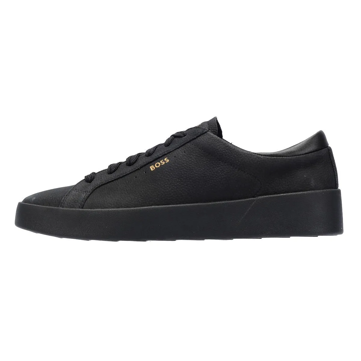 Boss Belwar Tennis Tumble Leather Men's Black Trainers