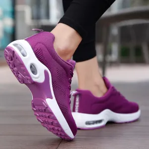 Breathable Mesh Comfort Jogging Air Cushion Lace Up Ladies Fashion Running Outdoor Sports Sneakers Shoes