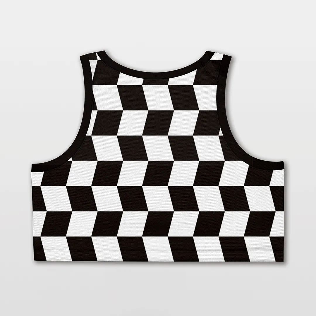 Checkerboard - Customized Women's Loose Sleveless Workout Crop Tops