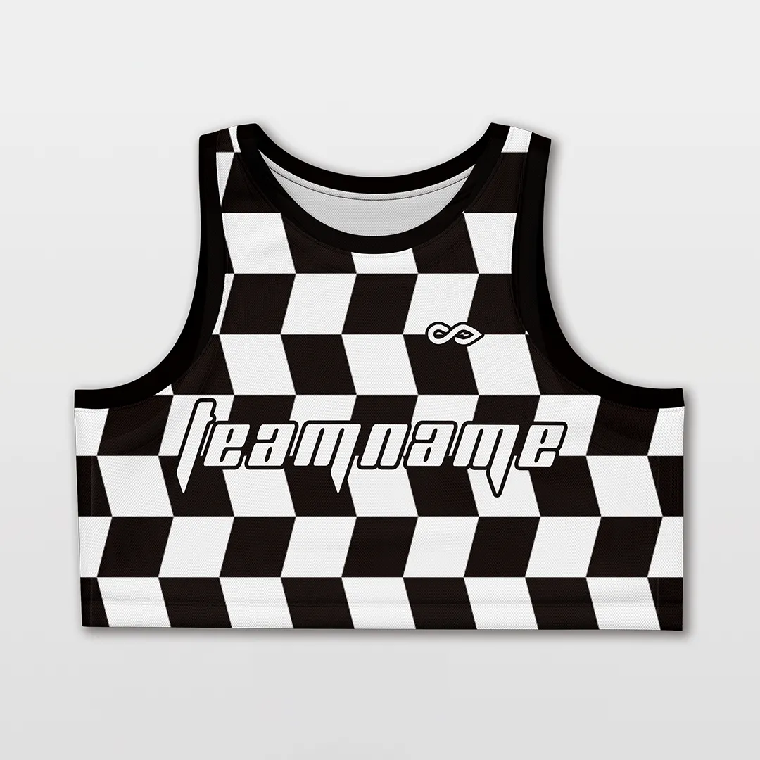 Checkerboard - Customized Women's Loose Sleveless Workout Crop Tops