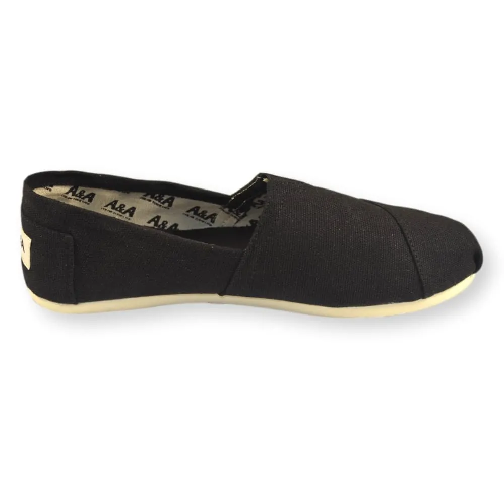 Classic VEGAN Black Canvas Slip On Shoes Alpargatas (Unisex)