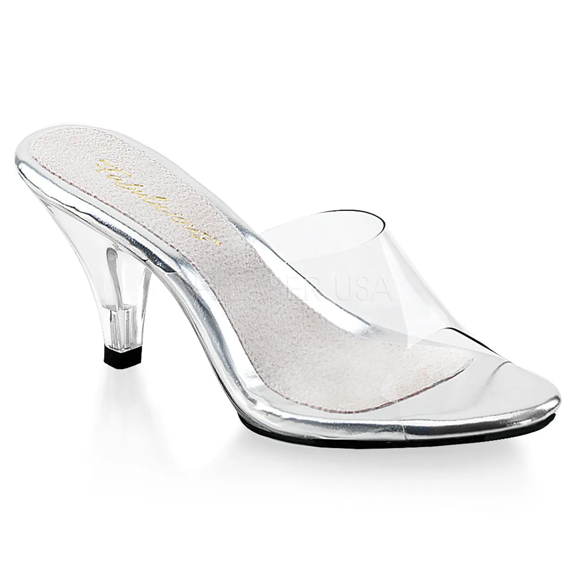 Clear Slipper Shoes with 3-inch Clear Heels BELLE-301