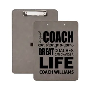 coach gifts, Custom Clipboard for coaches, leather clip board sports team appreciation gift, baseball soccer football basketball baseball