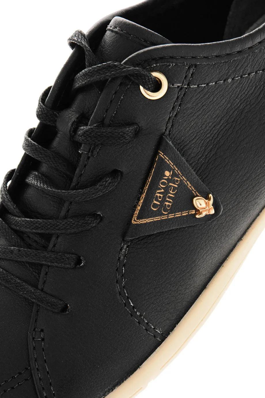 CRAVO & CANELA LOLLY Black Leather Sneakers