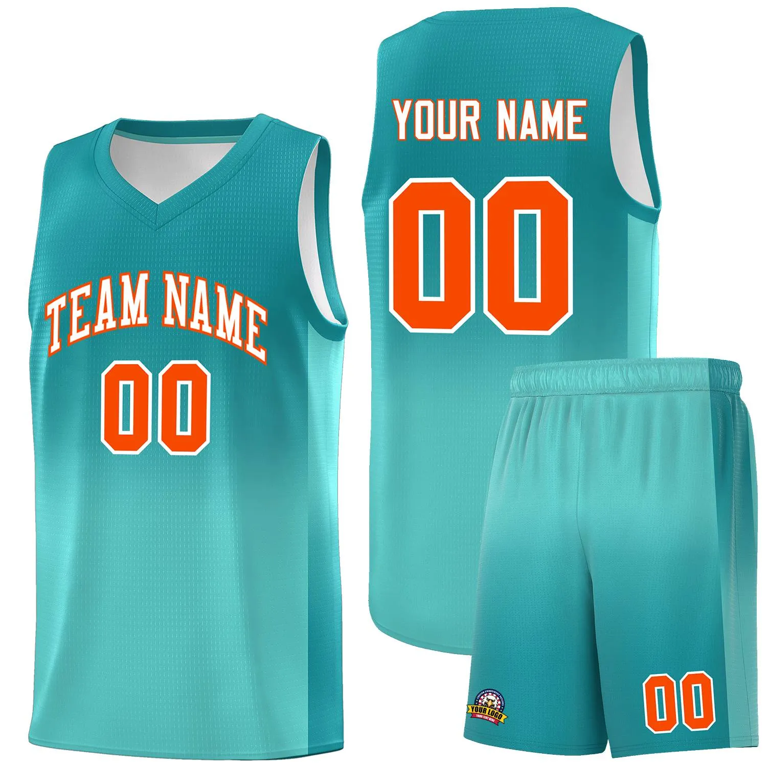 Custom Aqua Bright Green Gradient Fashion Sets Sports Uniform Basketball Jersey