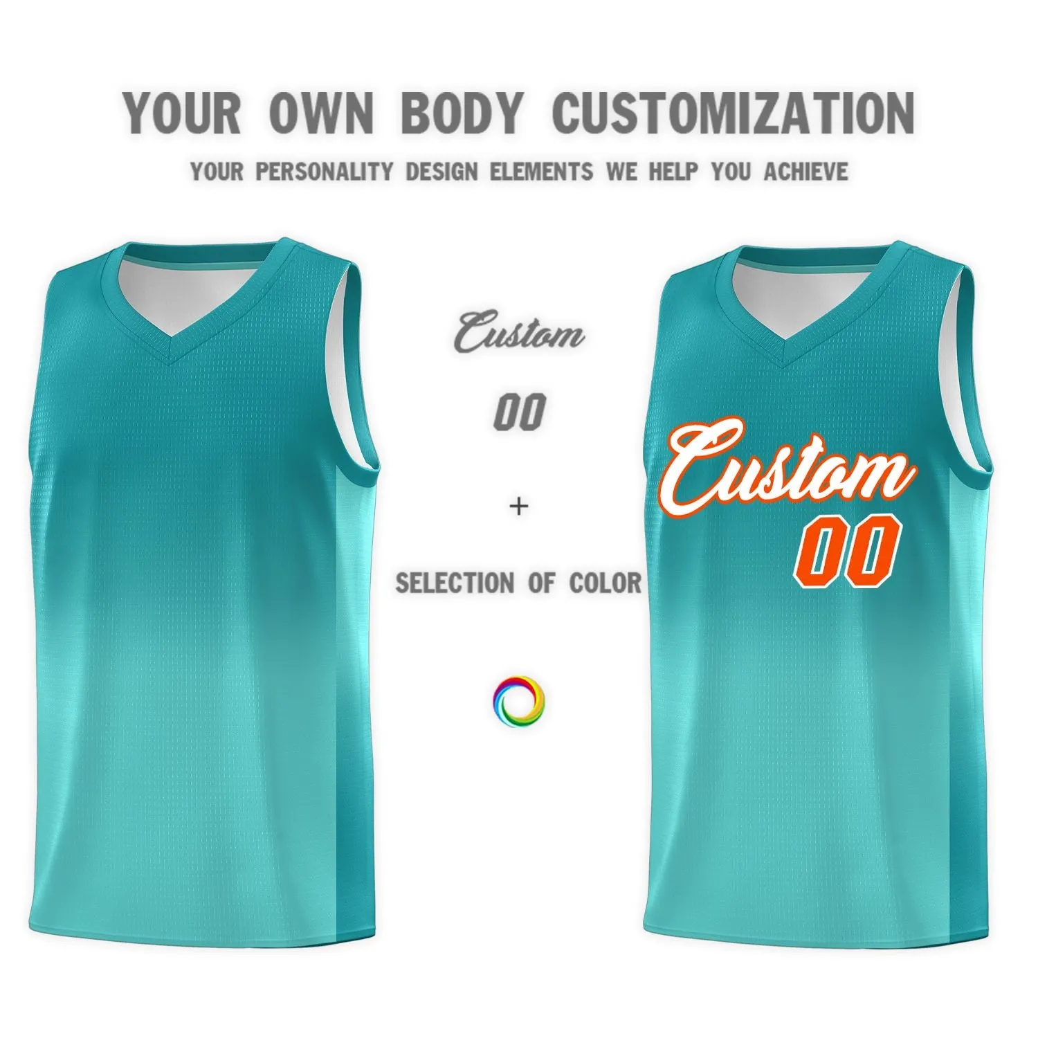 Custom Aqua Bright Green Gradient Fashion Sets Sports Uniform Basketball Jersey