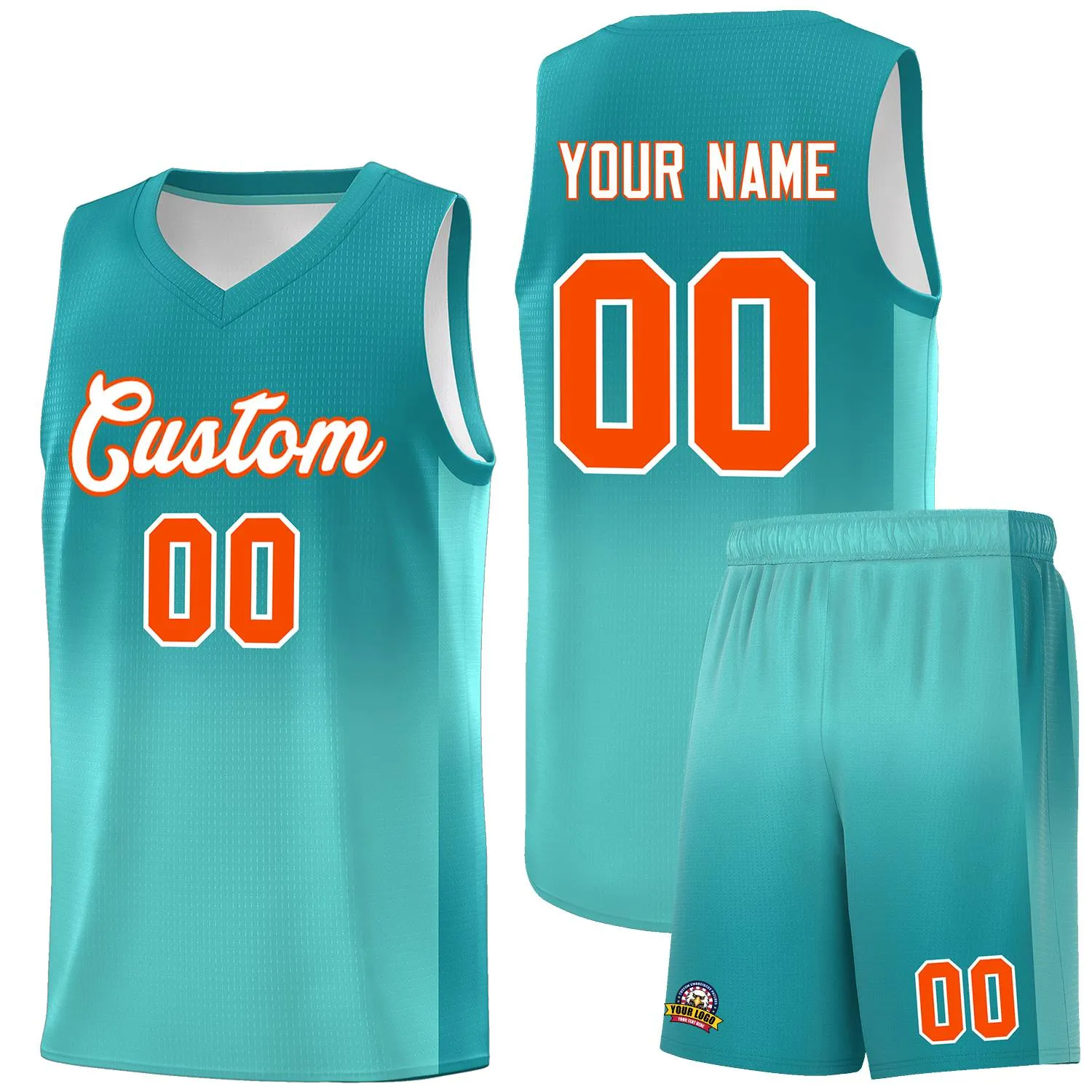 Custom Aqua Bright Green Gradient Fashion Sets Sports Uniform Basketball Jersey