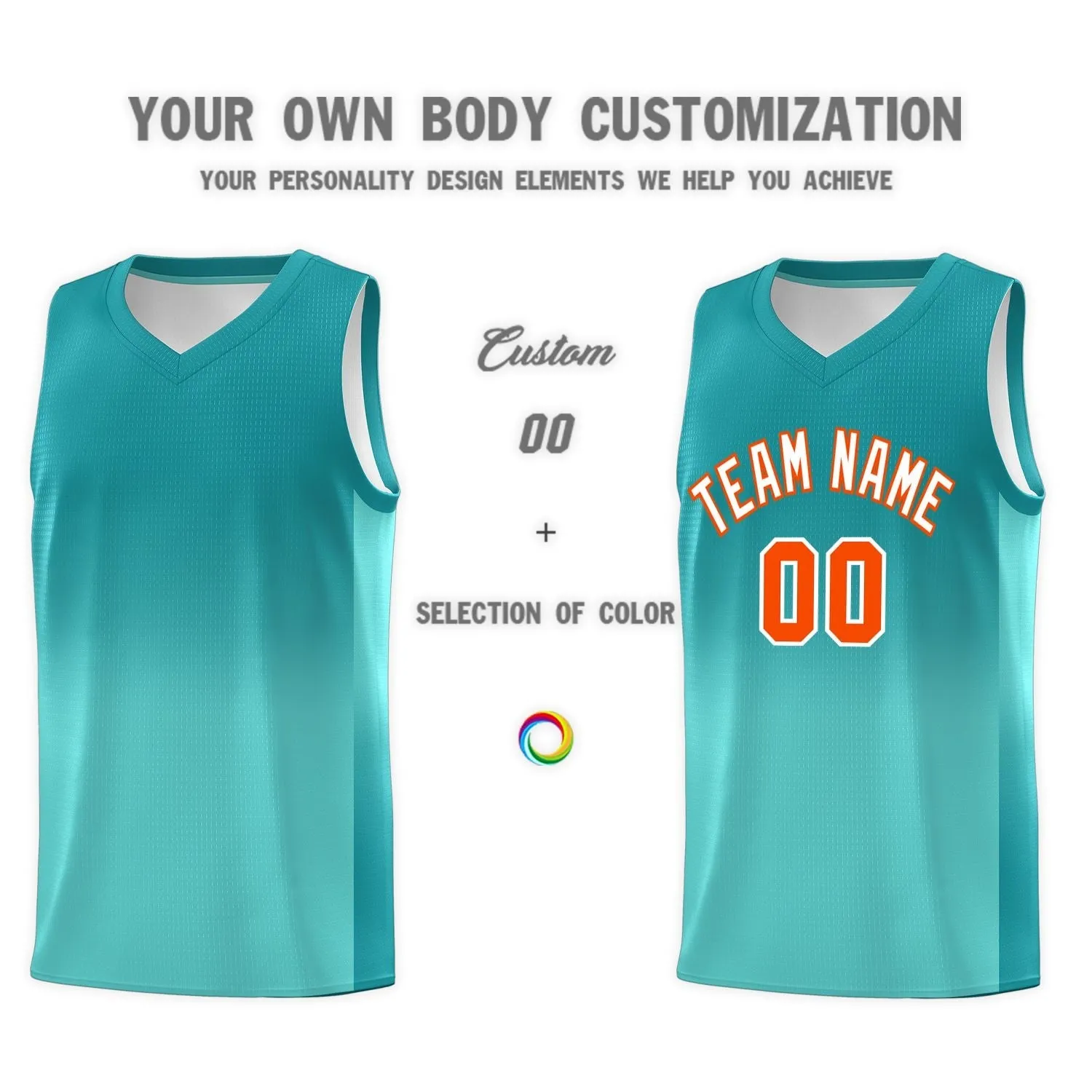 Custom Aqua Bright Green Gradient Fashion Sets Sports Uniform Basketball Jersey