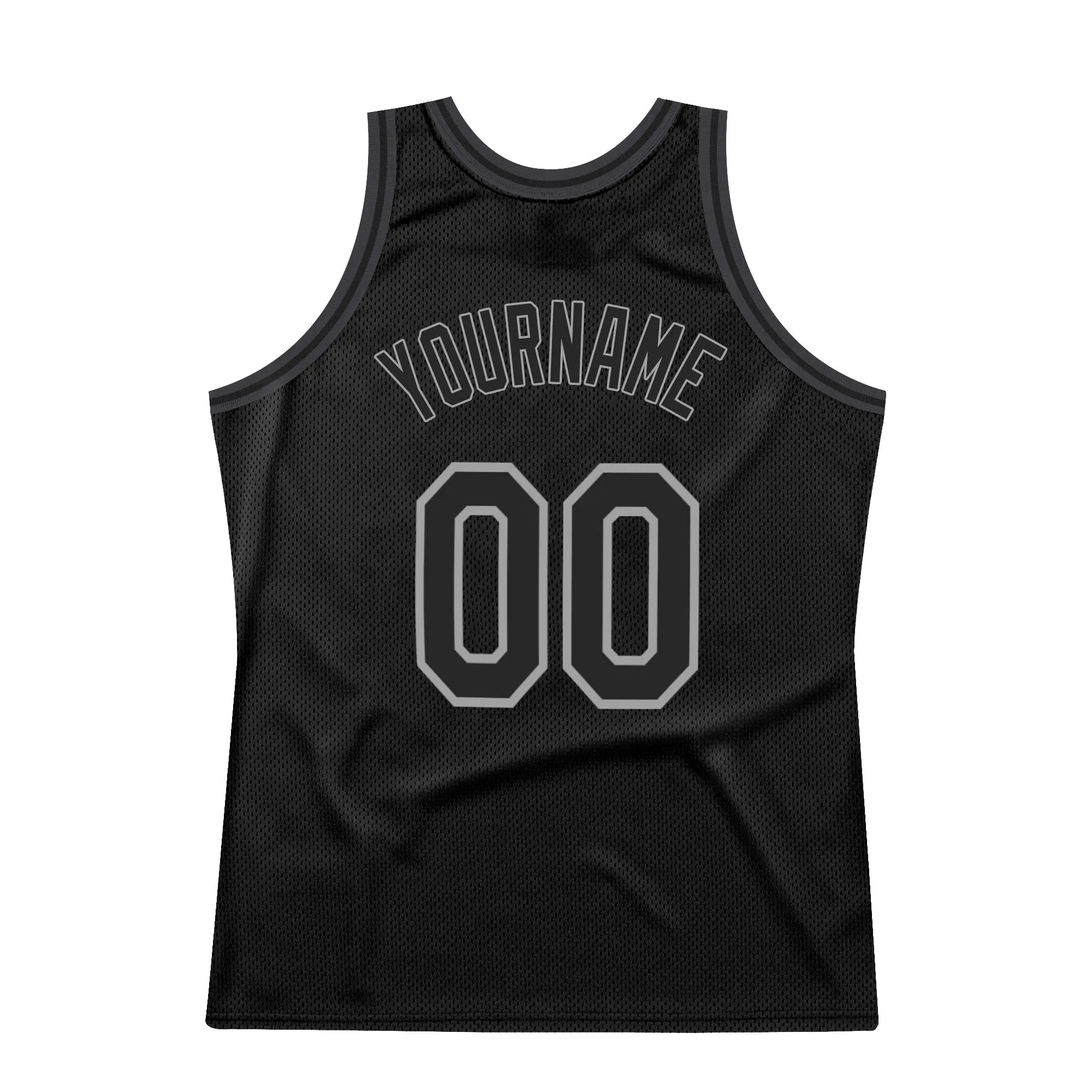 Custom Black Black-Gray Authentic Throwback Basketball Jersey