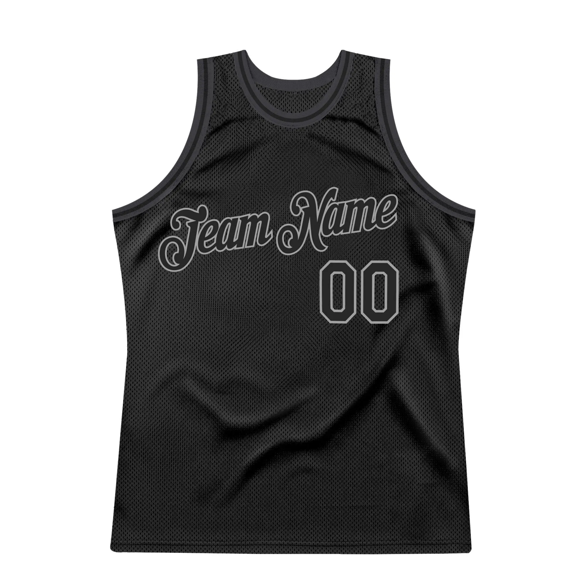 Custom Black Black-Gray Authentic Throwback Basketball Jersey