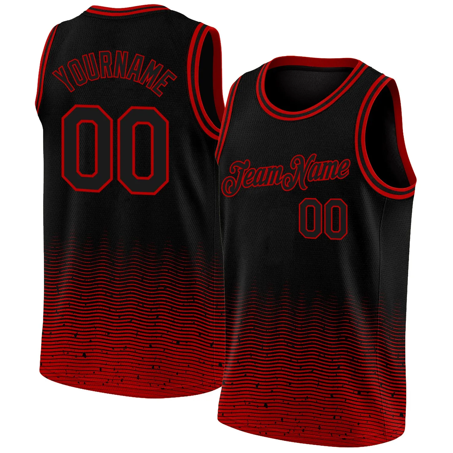 Custom Black Red Fade Fashion Authentic City Edition Basketball Jersey