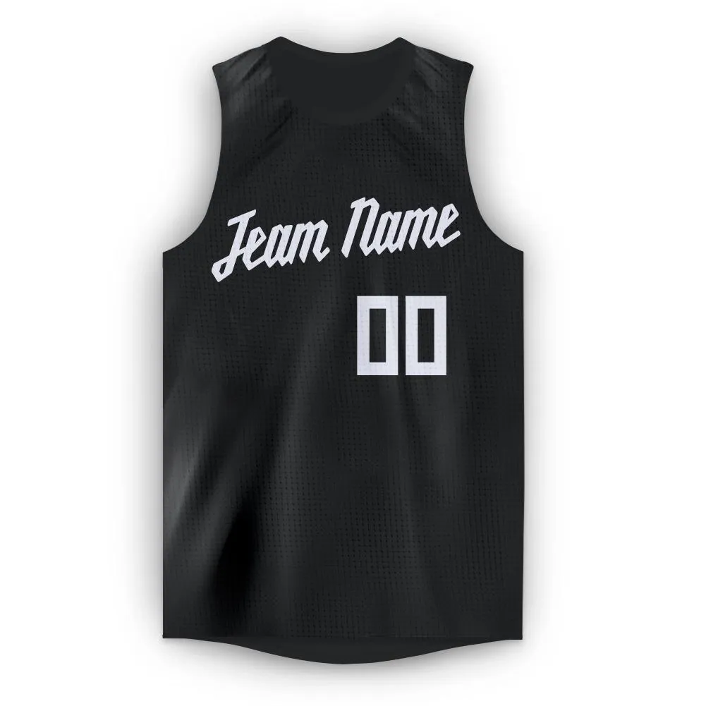 Custom Black White Round Neck Basketball Jersey