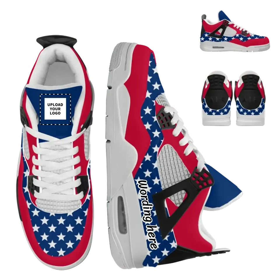 Custom company gifts, custom business gifts Personalized Sneaker shoes, Basketball shoes for Independence Day July 4th, AJ4-C0602