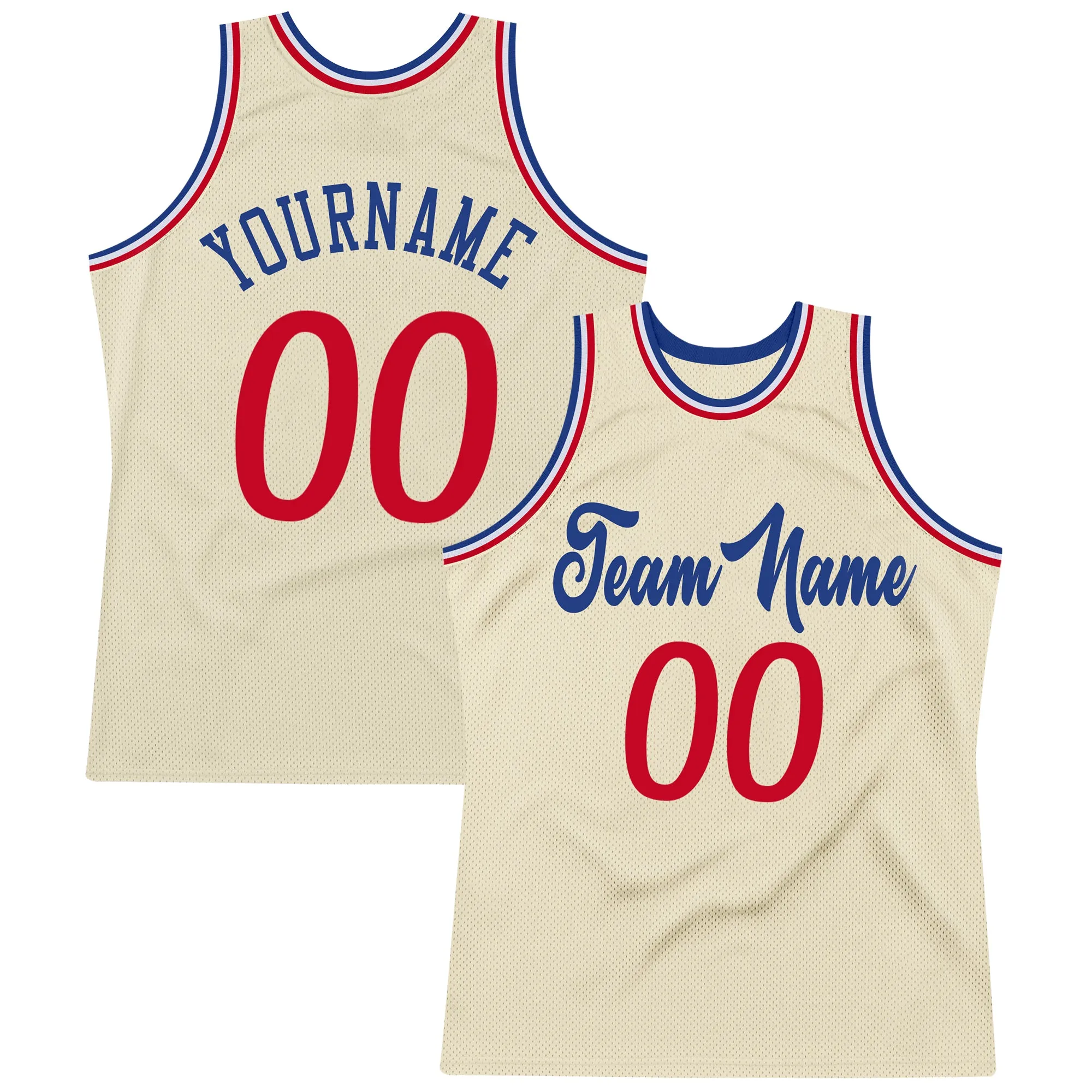 Custom Cream Red-Royal Authentic Throwback Basketball Jersey