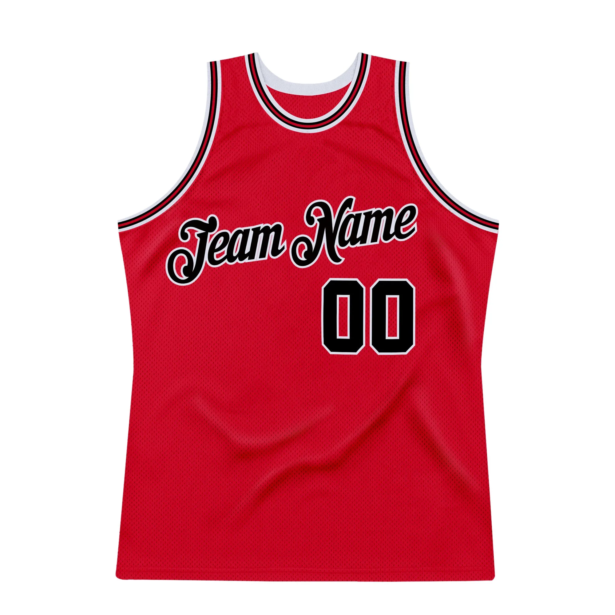 Custom Red Black-Red Authentic Throwback Basketball Jersey