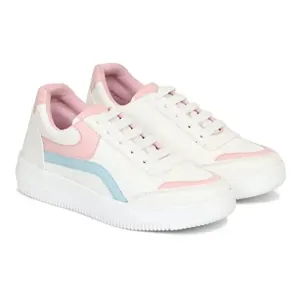 Dance Sneakers for Women | Lace-up Lightweight and Stylish Women Shoes |Jogging, Walking, Gym, Office and Party ROMDS1314 (Pink, Numeric_3)