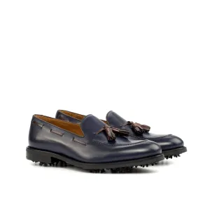 DapperFam Luciano Golf in Navy / Dark Brown Men's Italian Leather Loafer